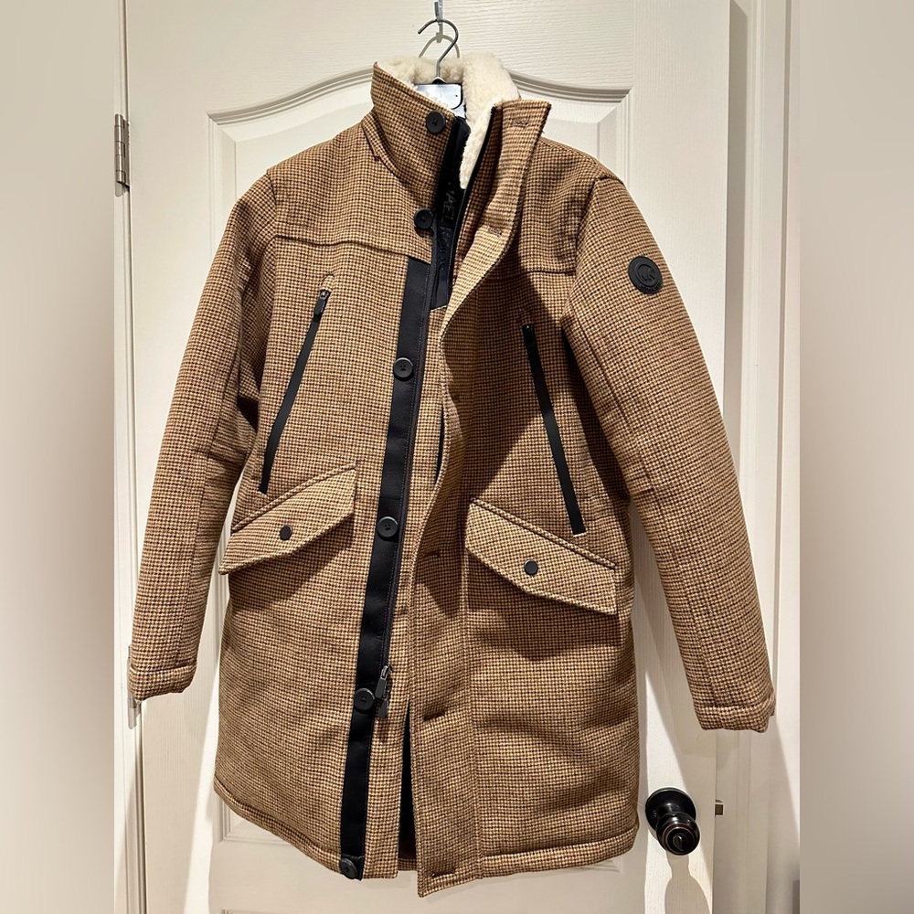 BNWT Men’s Michael Kors Tattersall Woven Parka Caramel (Size XS)